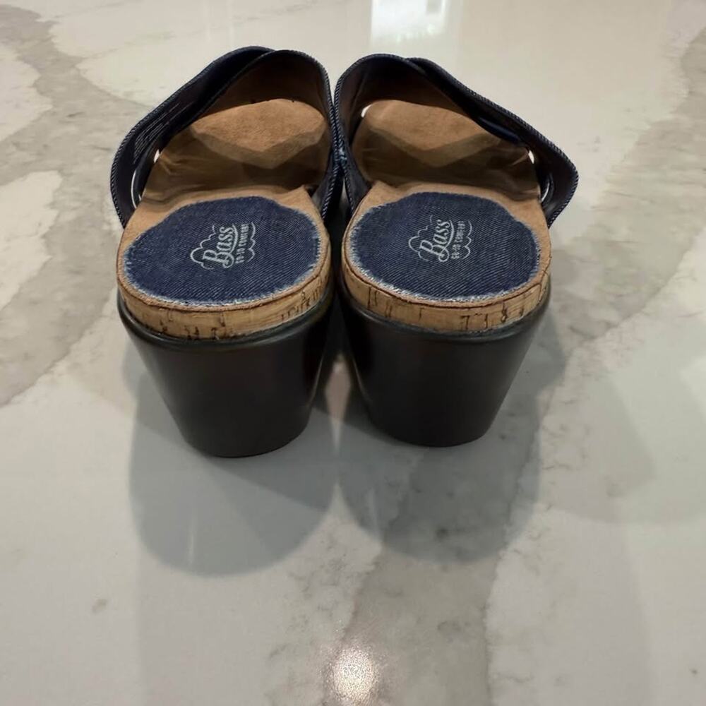 G.H. Bass & Co. MaryAnn Denim Wedge Slip On Sandal Womens 8.5M Navy Blue Classic - Picture 3 of 8